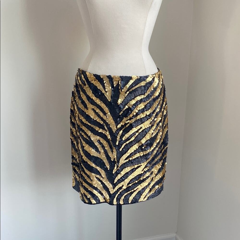 Vintage Lillie Rubin Sequin Zebra Mini Skirt Size 8 Silk - Picture 2 of 6